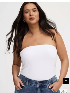 Torrid White Ruched Tube Top